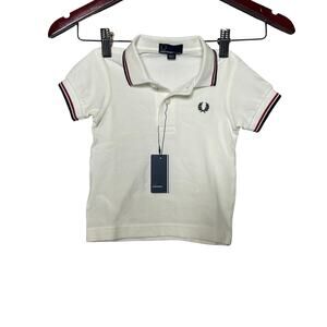 New Fred Perry infant white cotton polo shirt sz 6-12M